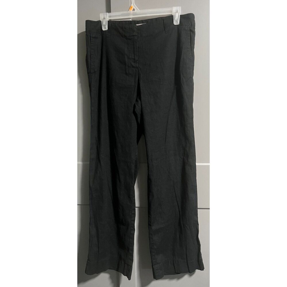 J.Jill Linen Blend Straight Leg Trouser Pants Black 12 (Waist 32") Career Office